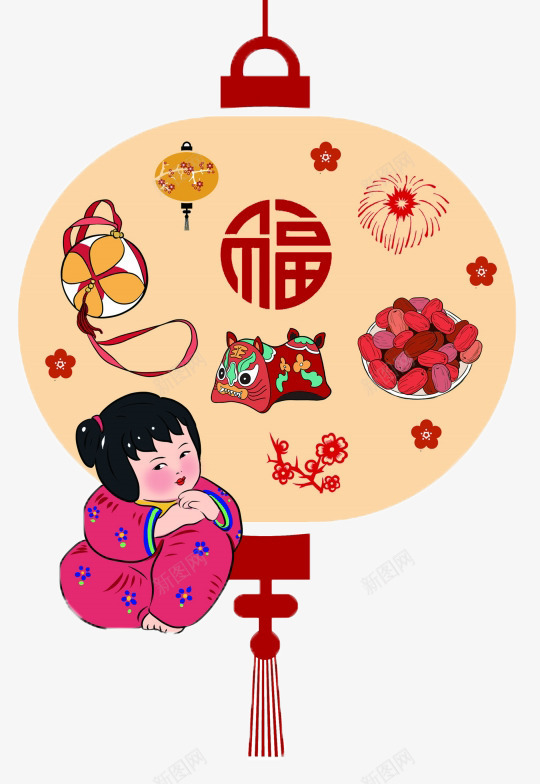 元宵节的娃娃灯笼png免抠素材_88icon https://88icon.com 元宵节 娃娃 年画图 灯笼