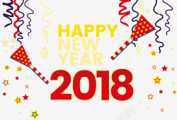 2018新年快乐节庆标签素材