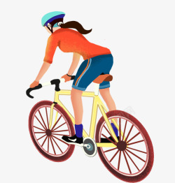 手绘人物插画自行车比赛运动员素材