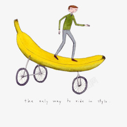脚踩香蕉车的男孩子素材