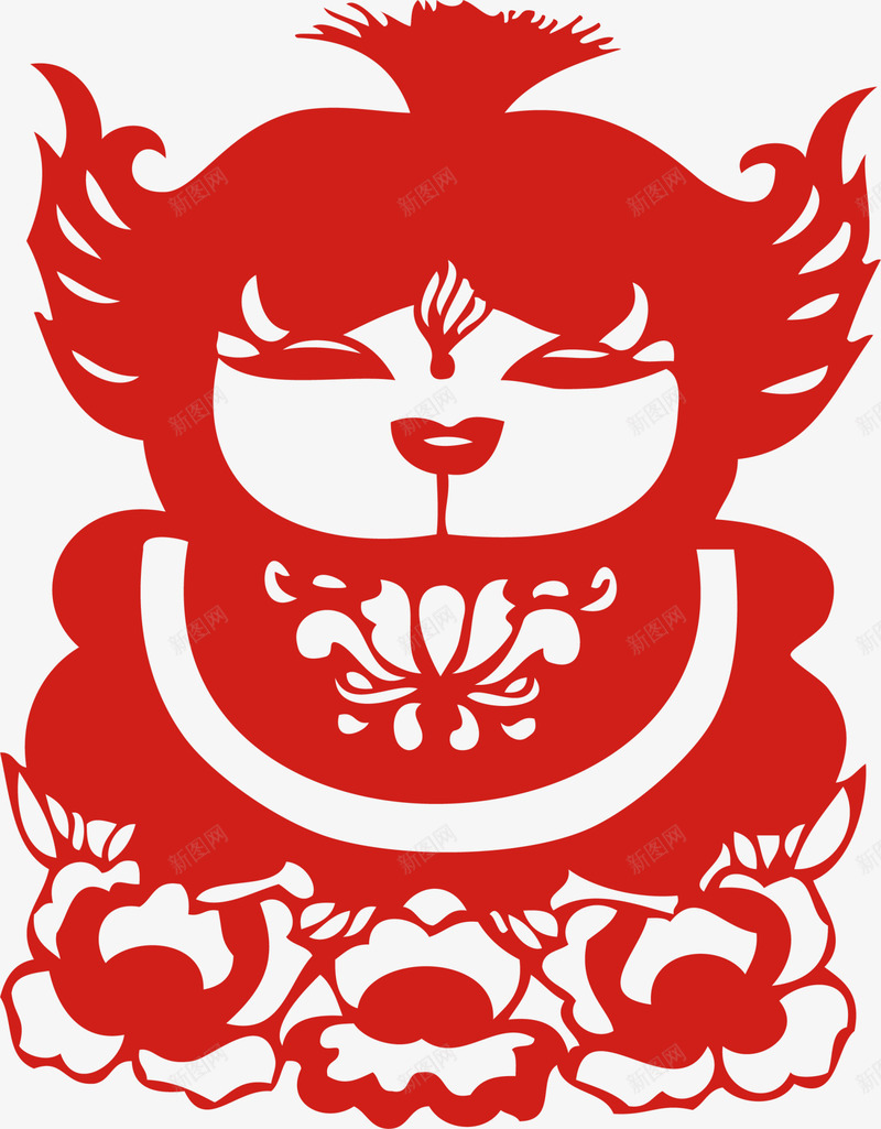 新年红色福娃剪纸png免抠素材_88icon https://88icon.com 中国风 新年剪纸 新年福娃 新春剪纸 福娃剪纸 红色福娃