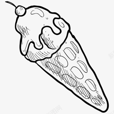 冰淇淋矢量图手绘简笔画冰激凌图标图标