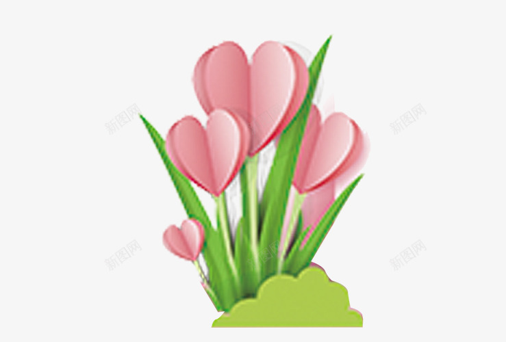 红绿色折纸状心形植物png免抠素材_88icon https://88icon.com 卡通 心形 心形植物 情人节 折纸状植物 红色 绿色