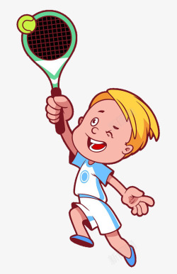 打网球的男孩卡通男孩打网球高清图片