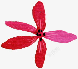 鲜艳红色五瓣花朵素材