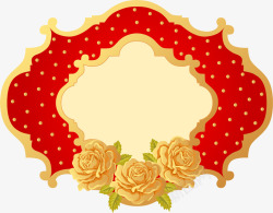 手绘黄色玫瑰花标签素材