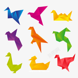 9款彩色折纸鸽子矢量图素材