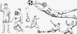 手绘足球运动员线稿素材