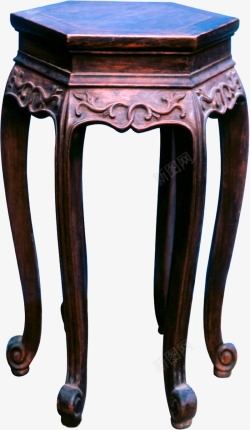 木头雕花古典凳子素材