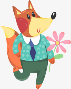 卡通可爱小狐狸动物贴纸矢量图素材