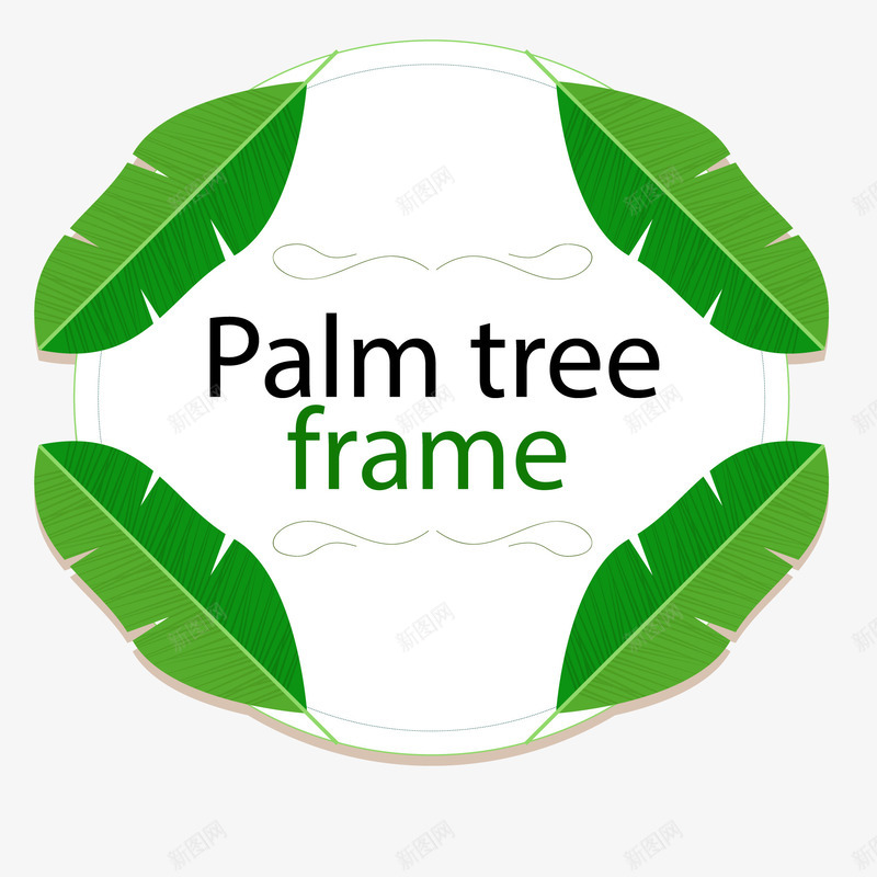 创意绿色棕榈树叶框架矢量图ai免抠素材_88icon https://88icon.com 叶子 标签设计 植物装饰边框 绿色 贴纸设计 矢量图