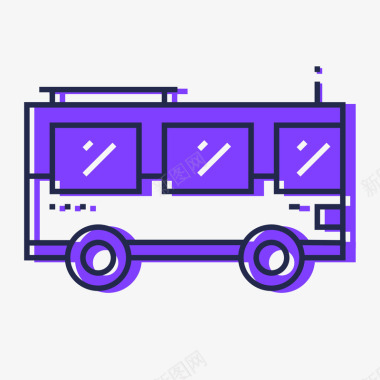近代公车紫色手绘线稿公车元素矢量图图标图标