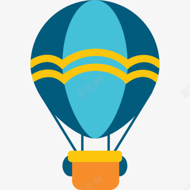 欧式纹理彩色热气球上升元素矢量图图标图标