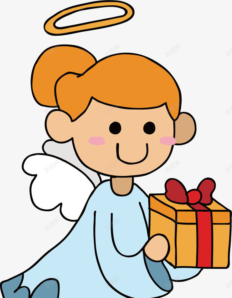 圣诞节卡通送礼物的天使矢量图ai免抠素材_88icon https://88icon.com 圣诞天使 圣诞祝福 圣诞节 矢量png 礼物天使 送礼物 矢量图