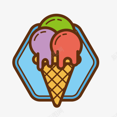 美味美味冰激凌卡通图标矢量图图标