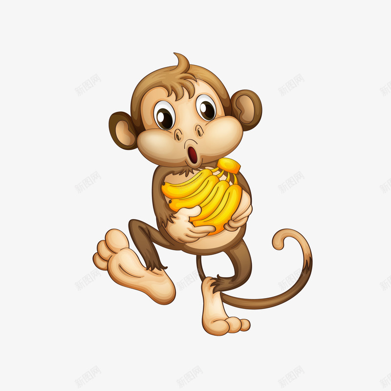 拿着香蕉的猴子png免抠素材_88icon https://88icon.com 动物 动物插画 卡通动物 可爱动物 小动物 拿着香蕉 猴子