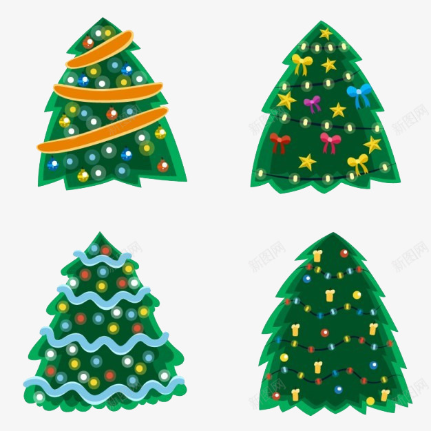 彩灯圣诞树png免抠素材_88icon https://88icon.com 圣诞树 圣诞素材 彩灯 植物 绿色