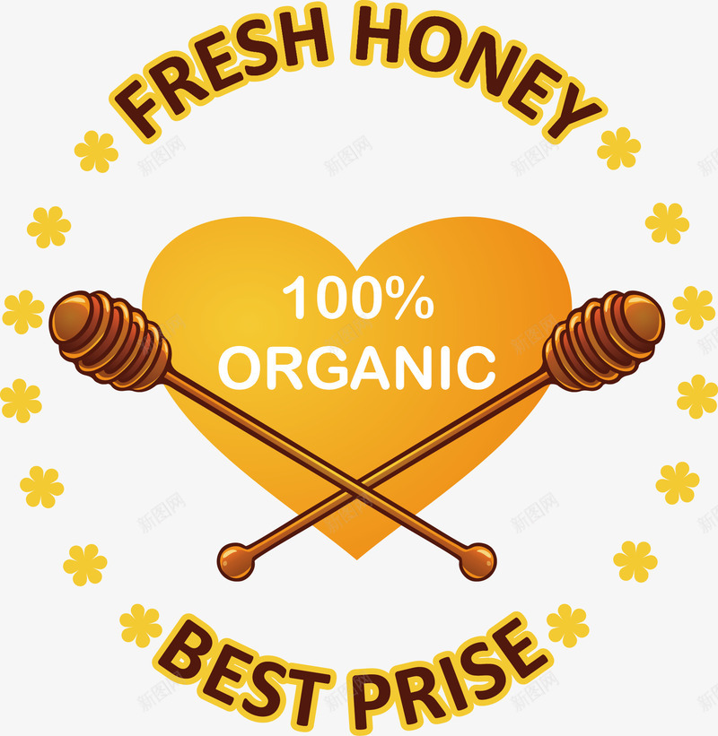新鲜蜂蜜标志矢量图ai免抠素材_88icon https://88icon.com 爱心 甜食 花蜜 蜂蜜棒 蜜蜂 矢量图