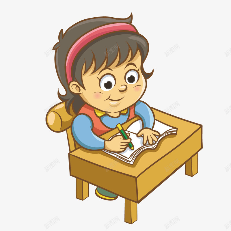 趴在桌子上写字的小女孩矢量图ai免抠素材_88icon https://88icon.com 写字 女孩 桌子 矢量图