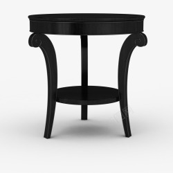黑色古典木制圆形木桌素材