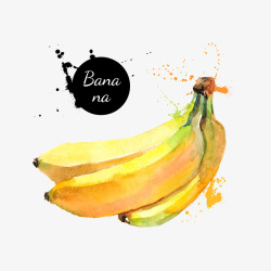 卡通水彩水果香蕉素材