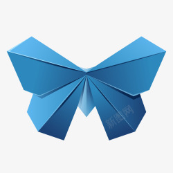 蓝色折纸蝴蝶结矢量图素材