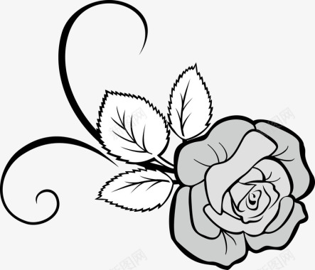 水彩手绘植物一朵鲜艳玫瑰花图标图标
