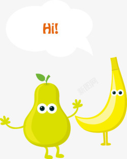 卡通水果梨和香蕉矢量图素材
