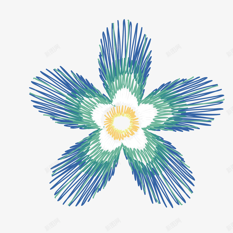 蓝色手绘花朵矢量图ai免抠素材_88icon https://88icon.com 发散 手绘 植物 线稿 花朵 蓝色 矢量图