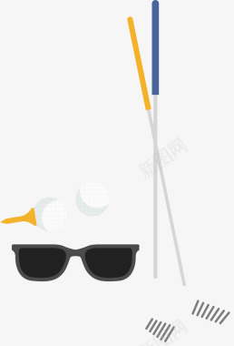 创意球杆球高尔夫用品矢量图图标图标