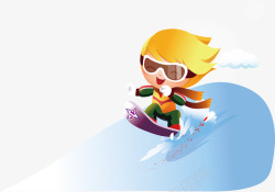 滑雪儿童冰雪游矢量图素材