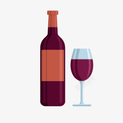 红色洋酒扁平化红酒杯洋酒杯高清图片