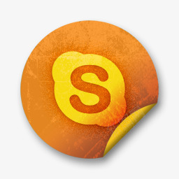 Skype橙色贴纸社交媒体图标图标