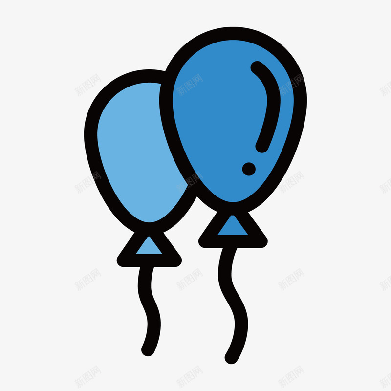 蓝色手绘线稿气球元素矢量图ai免抠素材_88icon https://88icon.com 卡通插画 反光 扁平化 手绘 气球 线稿 绳子 蓝色 矢量图