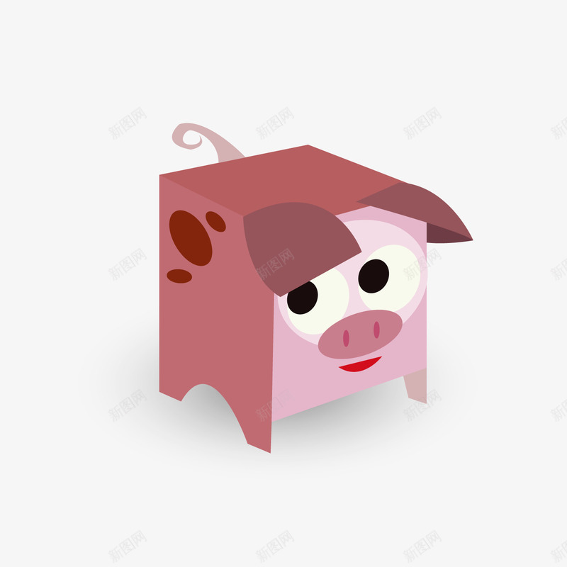 方形猪矢量图eps免抠素材_88icon https://88icon.com 动物 猪肉 粉色 纸折 矢量图