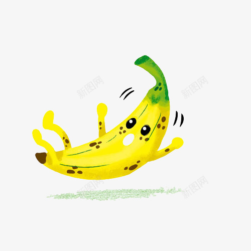 摔跤的香蕉图png免抠素材_88icon https://88icon.com 可爱 惊讶 手绘香蕉 搞笑 摔跤的香蕉 果实 水果 香蕉