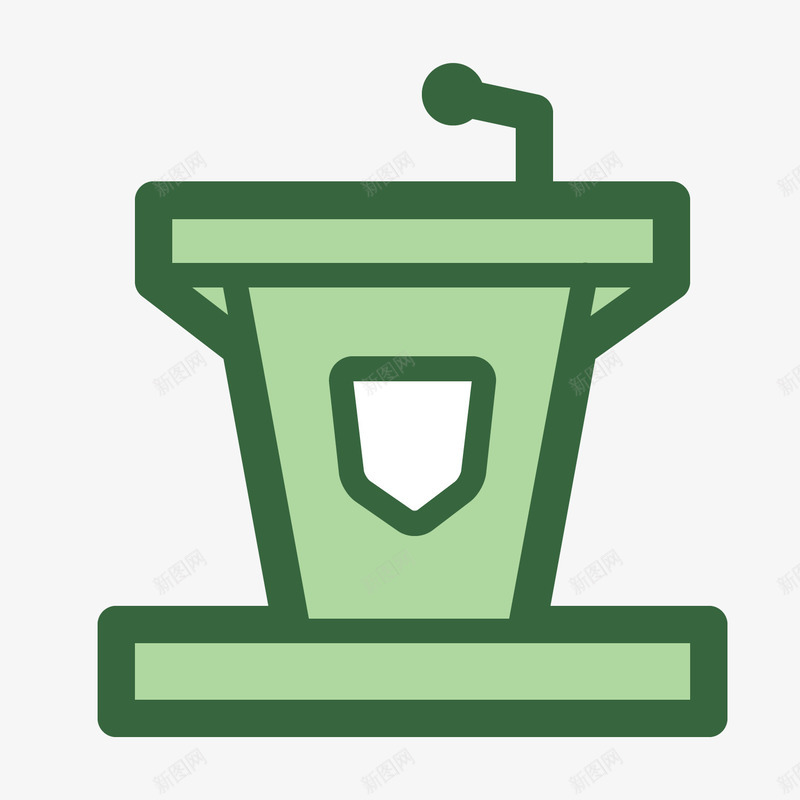 绿色手绘线稿讲台元素矢量图ai免抠素材_88icon https://88icon.com 扁平化 手绘 线稿 绿色 讲台 讲话 话筒 矢量图
