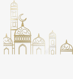 金色镂空伊斯兰教堂矢量图素材