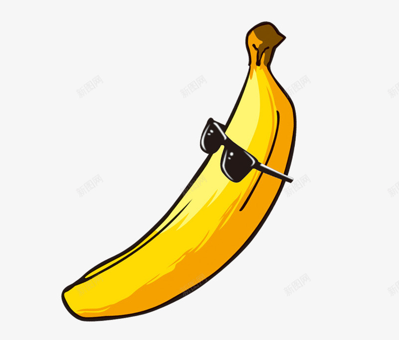 卡通手绘黄色戴着眼镜的香蕉png免抠素材_88icon https://88icon.com 免抠香蕉 卡通 戴着眼镜 手绘黄色 的香蕉 黑色的眼镜