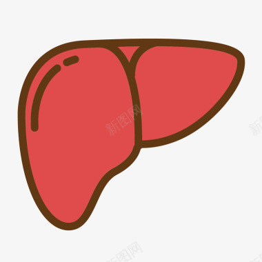 红色手绘肝脏人体器官图标图标