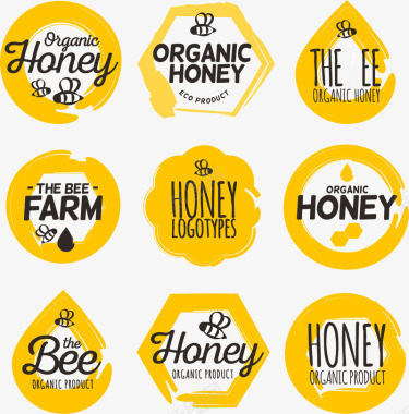 蜂蜜各类标签图标图标