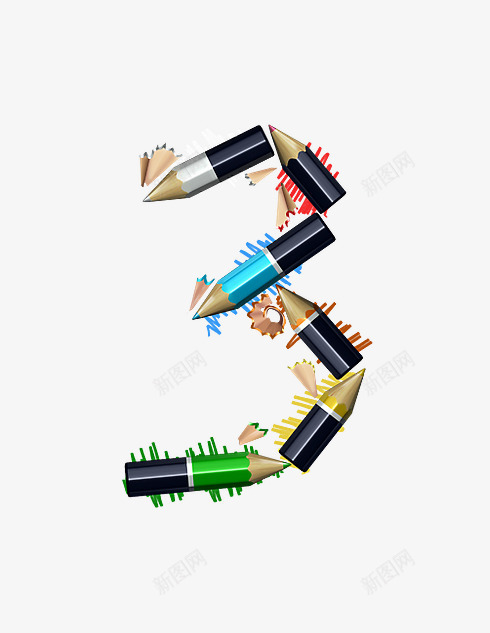 铅笔字母数字3png免抠素材_88icon https://88icon.com 创意数字 文具 铅笔字母数字
