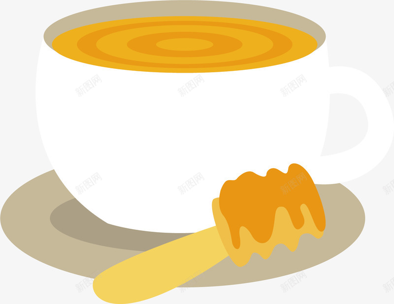 一杯美味的蜂蜜矢量图ai免抠素材_88icon https://88icon.com 创意 卡通手绘 甜品 美味 蜂蜜 食物 黄色 矢量图