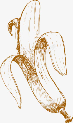 夏季手绘拨开的香蕉素材