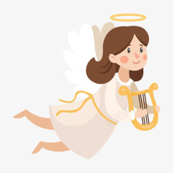 拿着竖琴的卡通女性天使矢量图素材