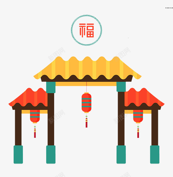 新年新春中国风扁平装饰插图png免抠素材_88icon https://88icon.com 中国风 城楼 扁平 新年 新春 节日插图 装饰