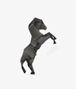 黑色动物折纸文化马矢量图素材