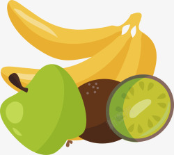 手绘美味水果香蕉猕猴桃矢量图素材
