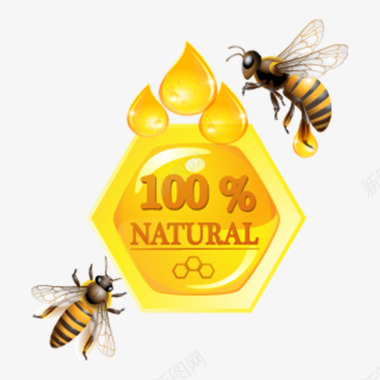 黄色纯天然蜂蜜图标元素图标