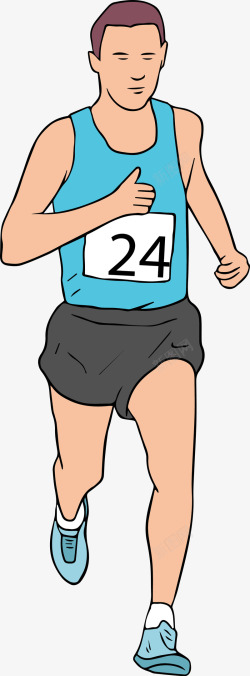 马拉松跑步的卡通男人素材